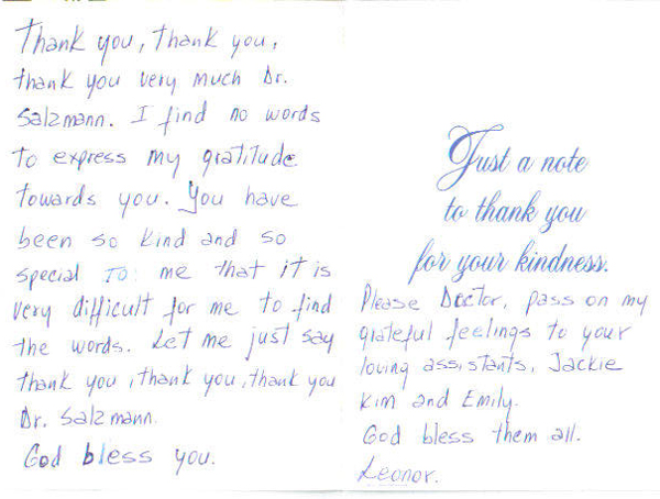 thank you card from a happy client